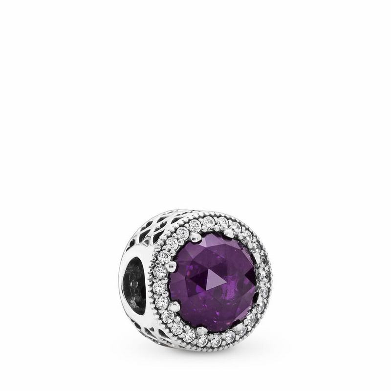 Pandora Radiant Hearts Charm - Sterling Silver/Purple/Mixed Stones/Cubic Zirconia - Canada | TN2780D